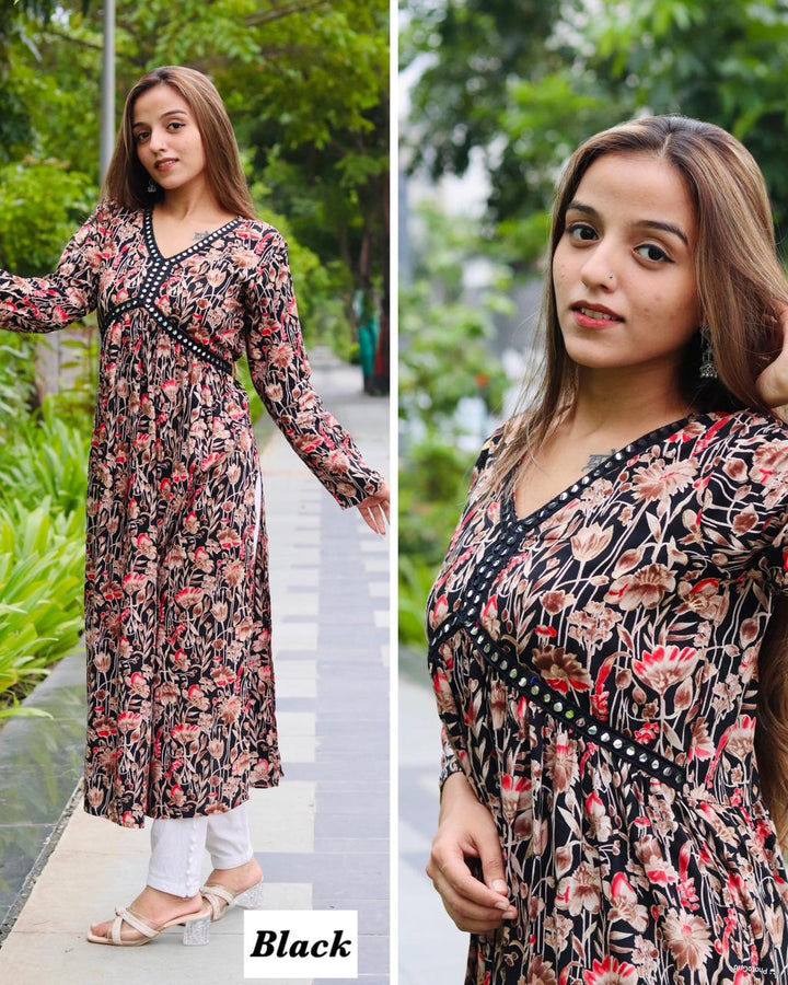 Naira Cut Full Flair Dress :3 piece suit(top,bottom&dupatta)