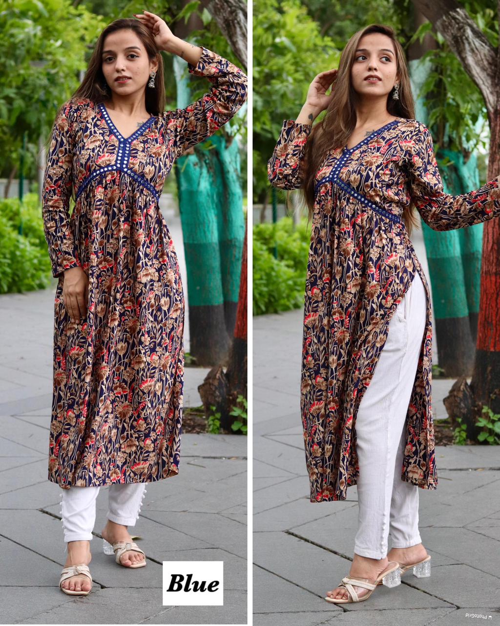 Naira Cut Full Flair Dress :3 piece suit(top,bottom&dupatta)