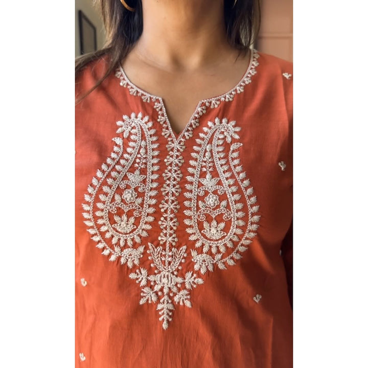 Summer Perfect Cotton Chikankari Embroidery Set :3 piece suit(top,bottom&dupatta)