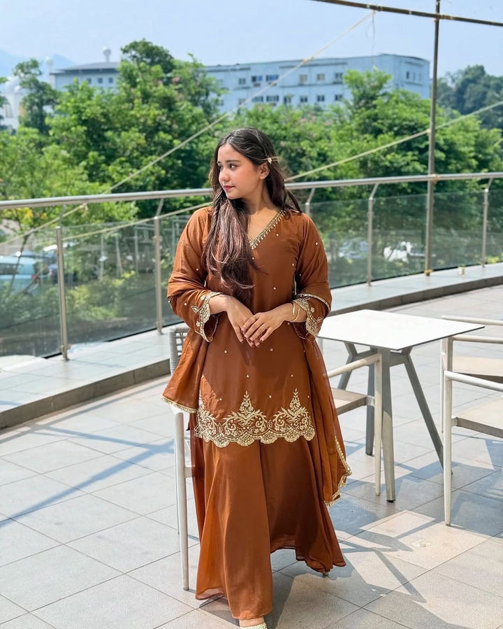 New Designer Party Wear Top & Palazzo Set with Fancy Dupatta