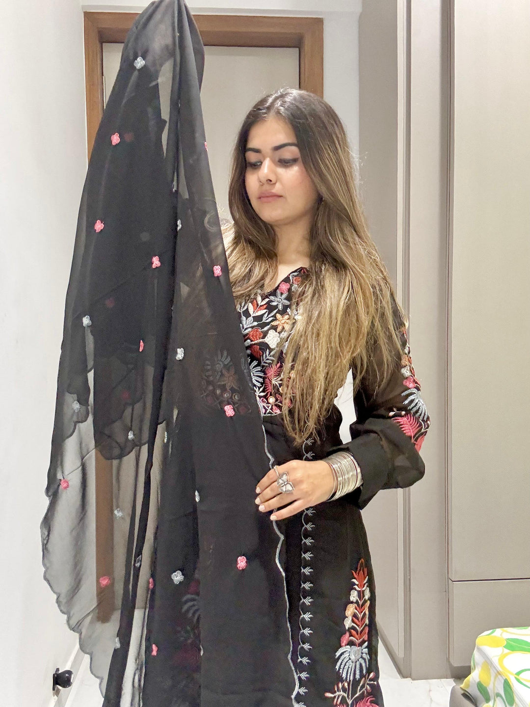 Timeless Full Embroidery Work Kurta Ensemble.