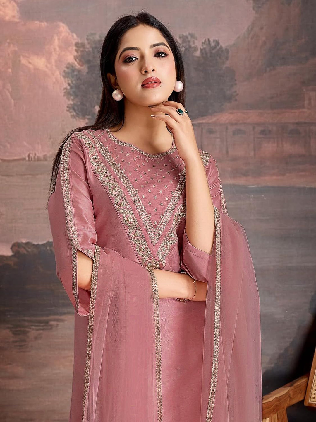The Royal Noor Embroidered Festive Suit Set