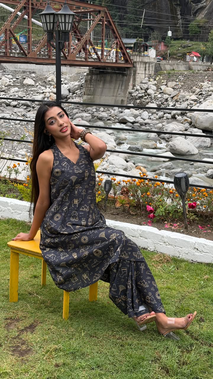 Premium Black & Gold Printed Co-Ord Sets