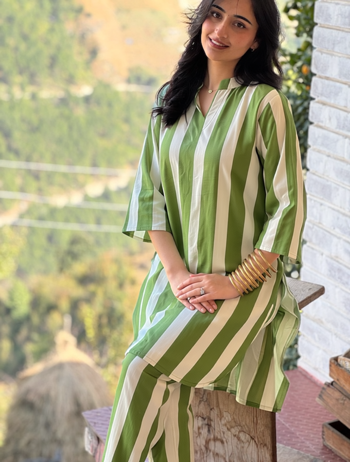 Olive Muse Stripe Co-Ord Set
