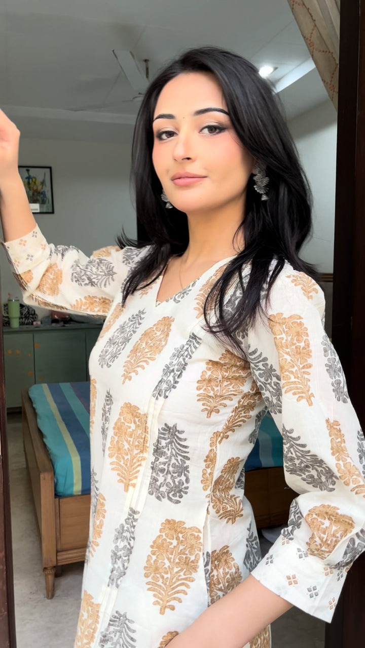 Pure Cotton Co-Ord Set with Elegant Handblock Prints