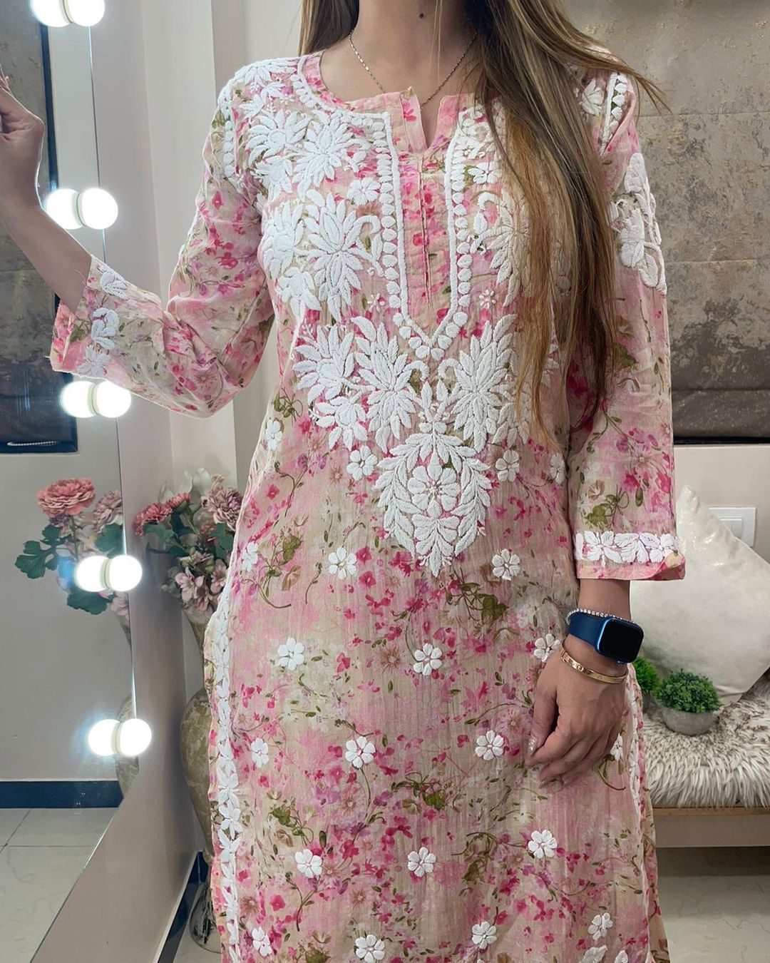 Printed Embroidery Kurti With Palazzo