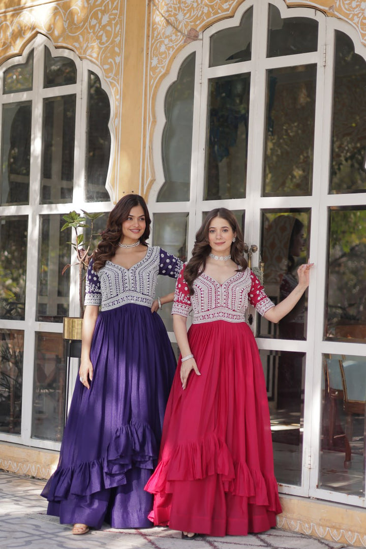 Georgette Embroidered Kurti with Lehenga Set :3 piece suit(top,bottom&dupatta)