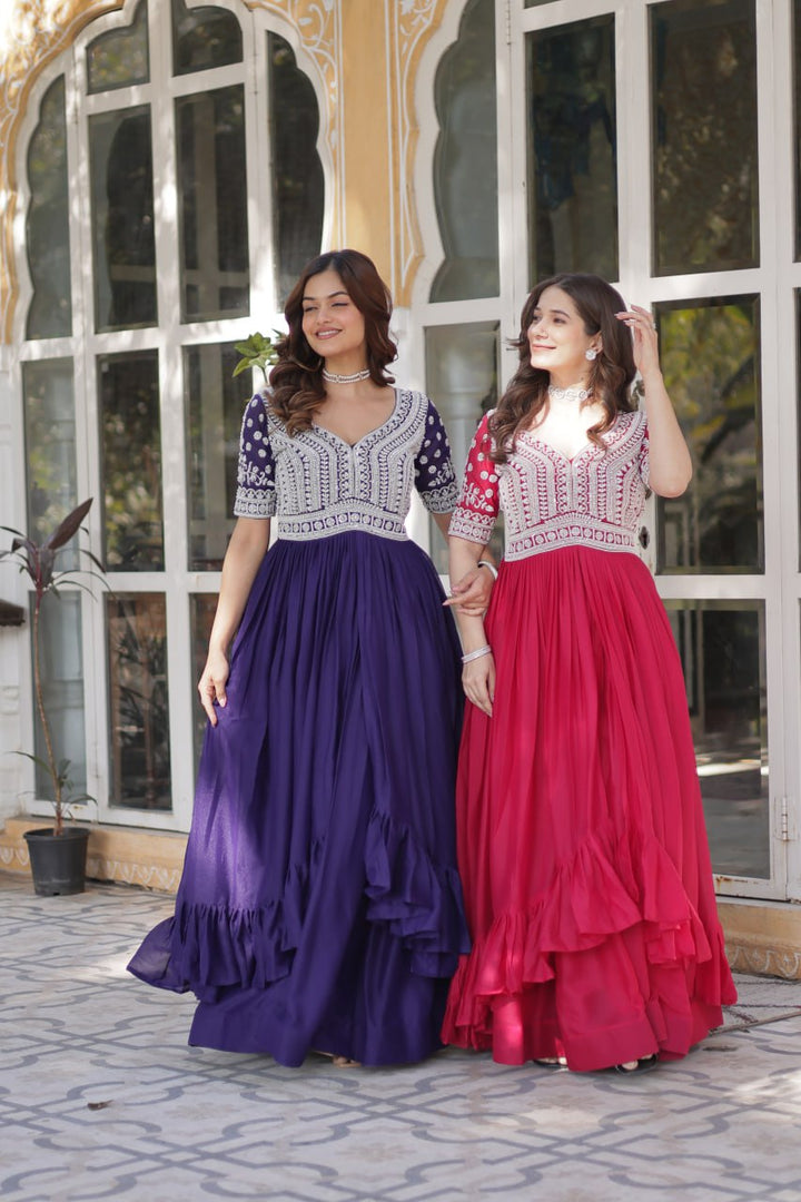 Georgette Embroidered Kurti with Lehenga Set :3 piece suit(top,bottom&dupatta)