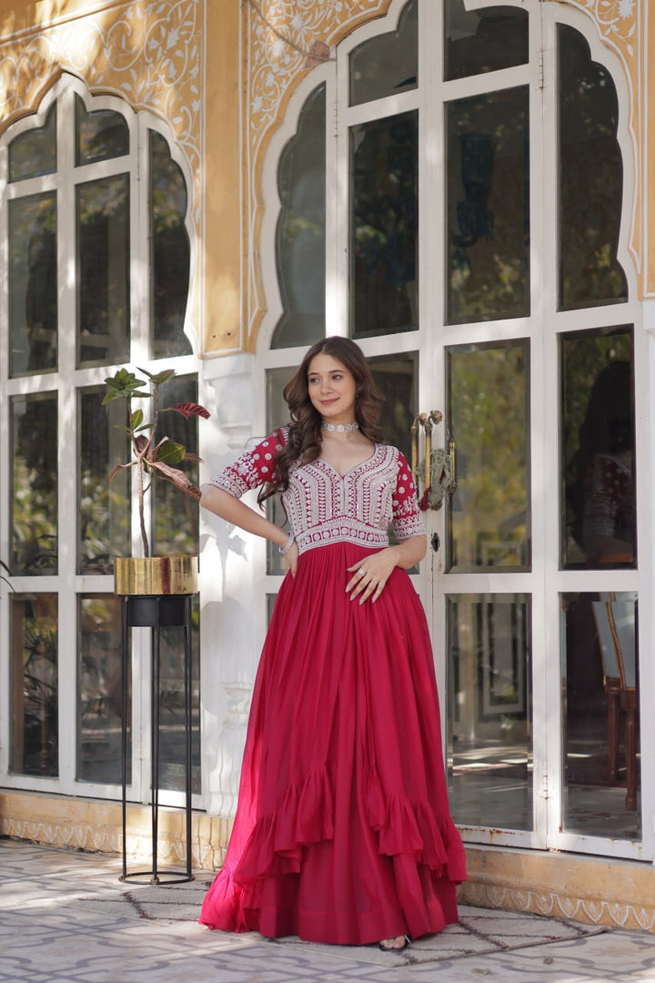 Georgette Embroidered Kurti with Lehenga Set :3 piece suit(top,bottom&dupatta)