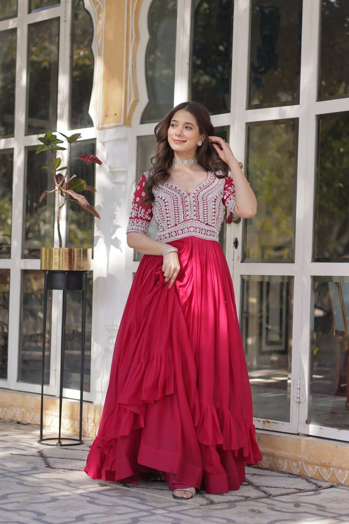 Georgette Embroidered Kurti with Lehenga Set :3 piece suit(top,bottom&dupatta)