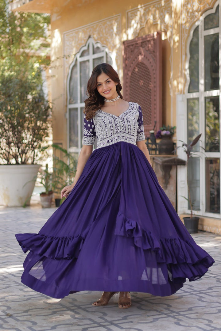 Georgette Embroidered Kurti with Lehenga Set :3 piece suit(top,bottom&dupatta)