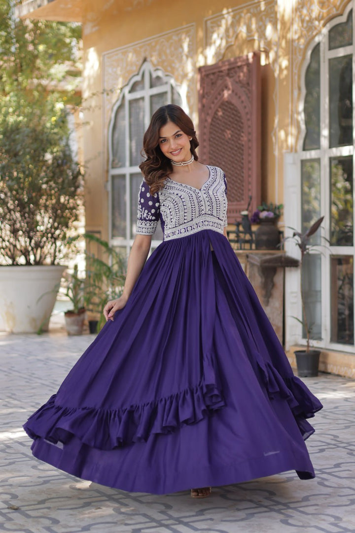 Georgette Embroidered Kurti with Lehenga Set :3 piece suit(top,bottom&dupatta)
