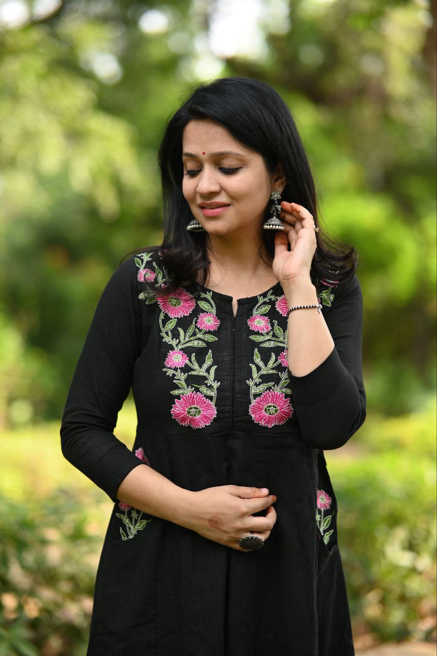 Premium Embroidered Cotton Suit Set with Pockets