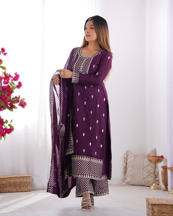 Ethereal Chic Pure Chinon Silk Straight Kurta Set