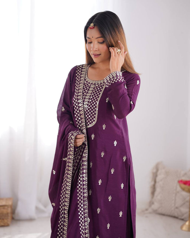 Ethereal Chic Pure Chinon Silk Straight Kurta Set