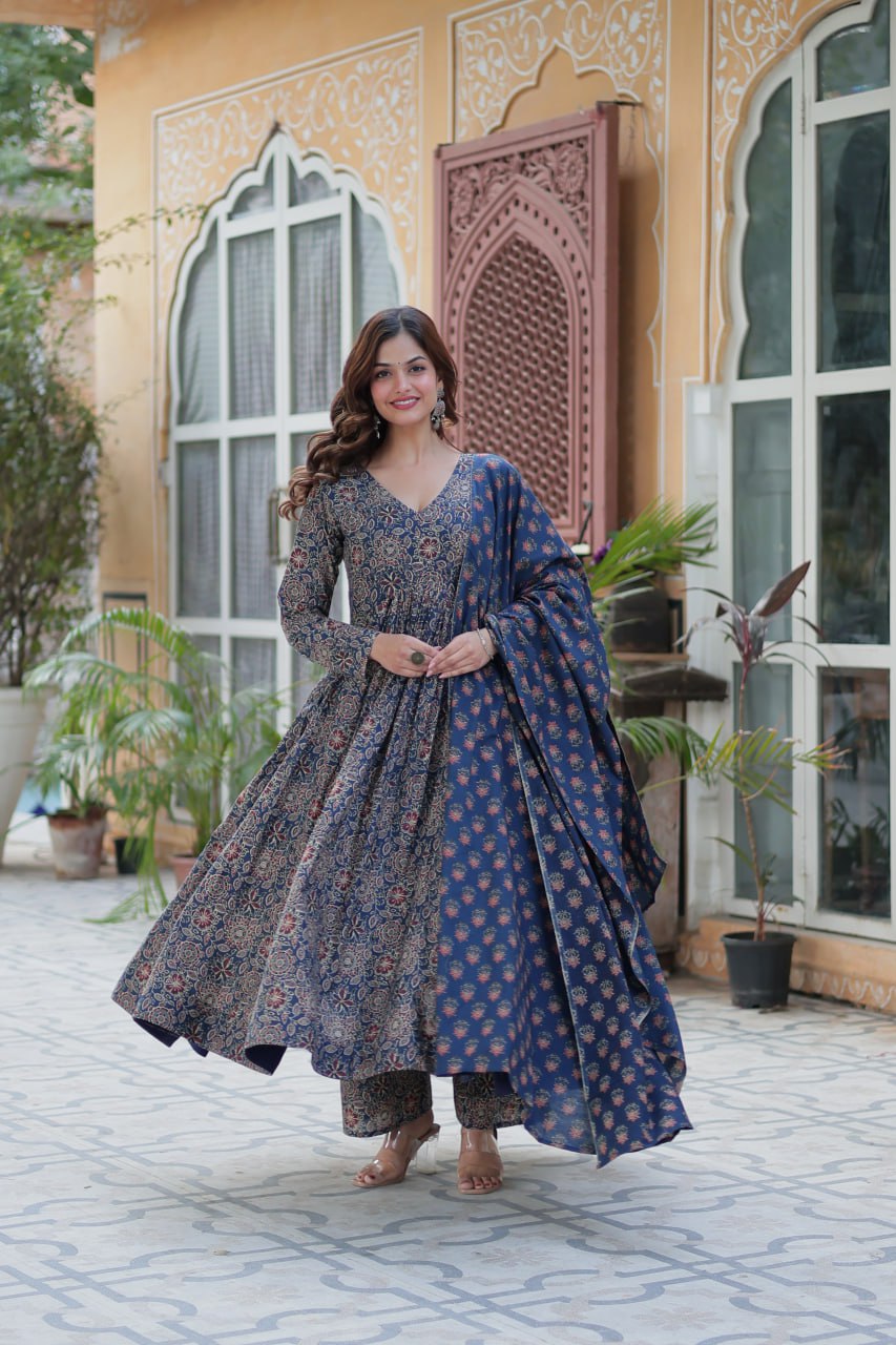 PURE COTTON KURTA BOTTOM WITH DUPATTA :3 piece suit(top,bottom&dupatta)