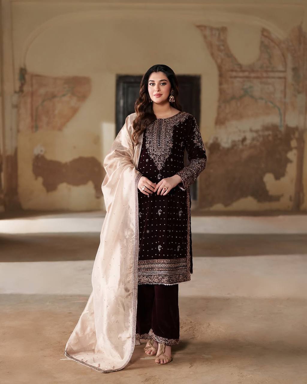 Velvet Enchant 9000 – Designer Embroidered Suit Set