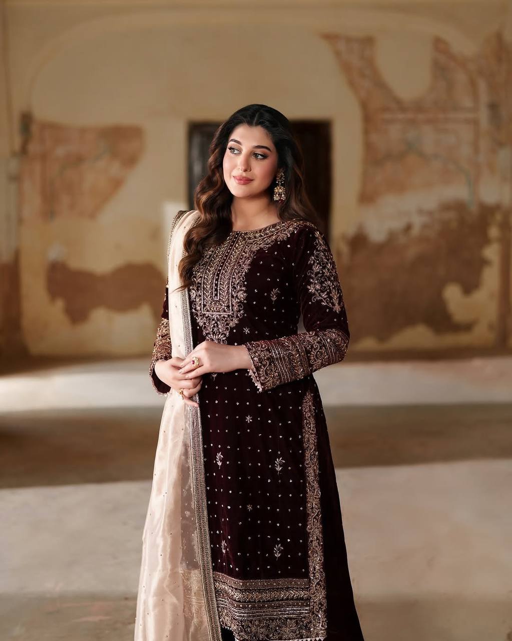 Velvet Enchant 9000 – Designer Embroidered Suit Set