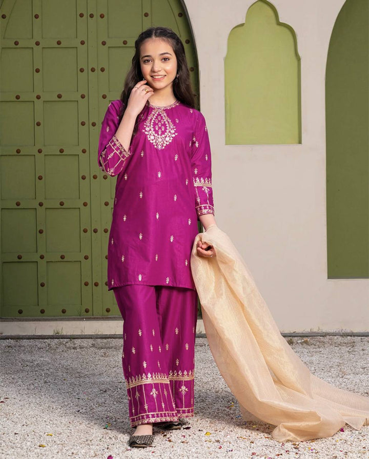 Designer Crepe Silk Embroidered Suit Set