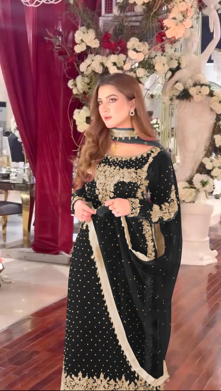 Designer Party Wear Viscose Velvet Suit Set