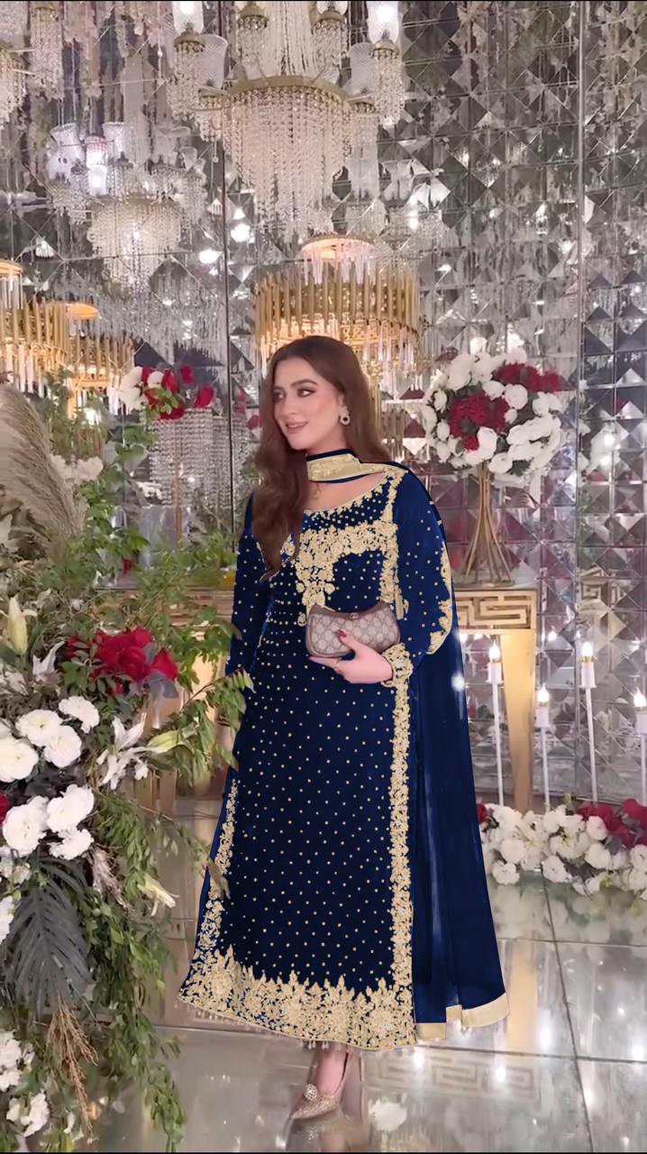 Designer Party Wear Viscose Velvet Suit Set