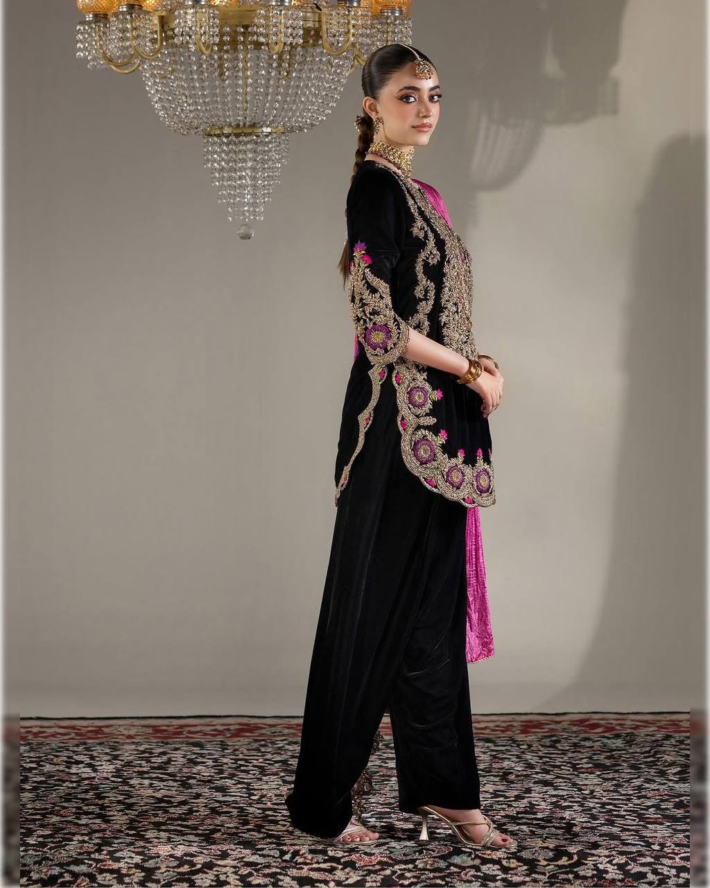 Designer Viscose Velvet Farshi Salwar Suit Set