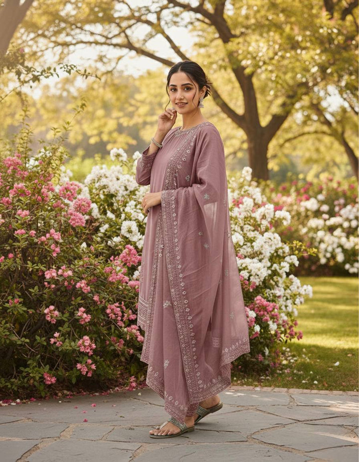 Designer Party Wear Crepe Farshi Palazzo Set With Dupatta