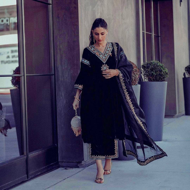 Designer Party Wear Pure Viscose Velvet Palazzo Pant Set with Dupatta