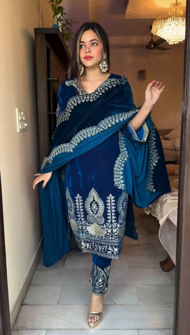 Designer Party Wear Velvet Ensemble