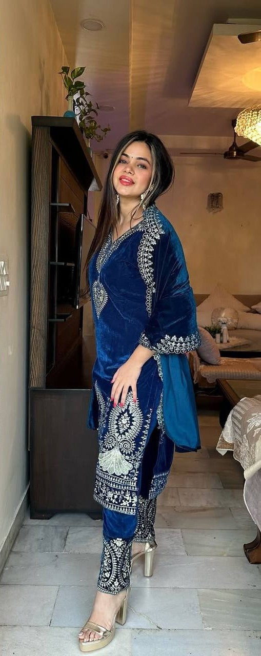 Designer Party Wear Velvet Ensemble