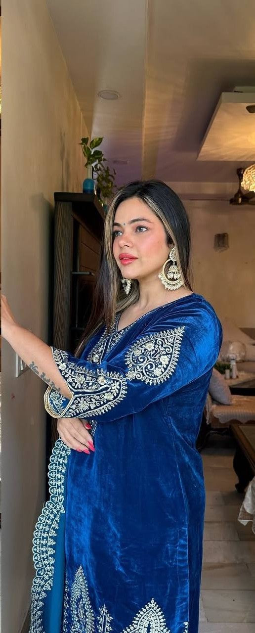 Designer Party Wear Velvet Ensemble