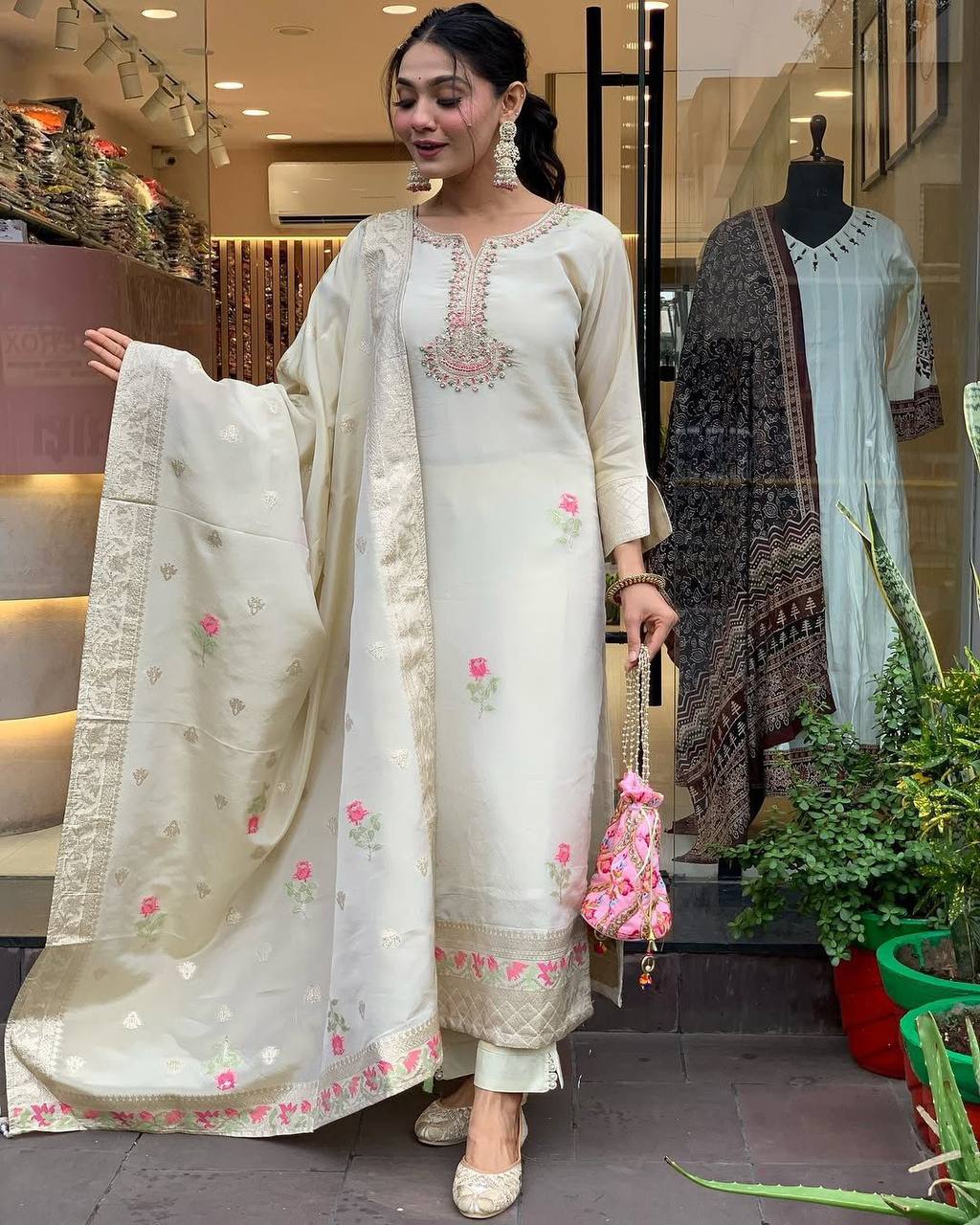 Elegant Shimmer Jacquard Kurta Set