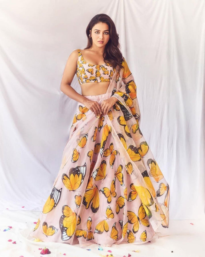 Premium Floral Print Taby Silk Lehenga Set