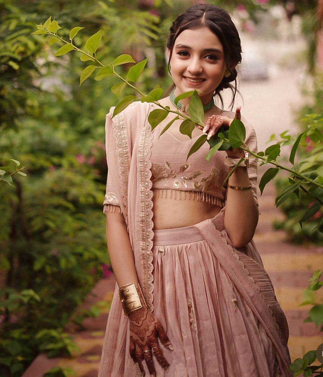 Elegant Crepe Silk Embroidered Lehenga Set