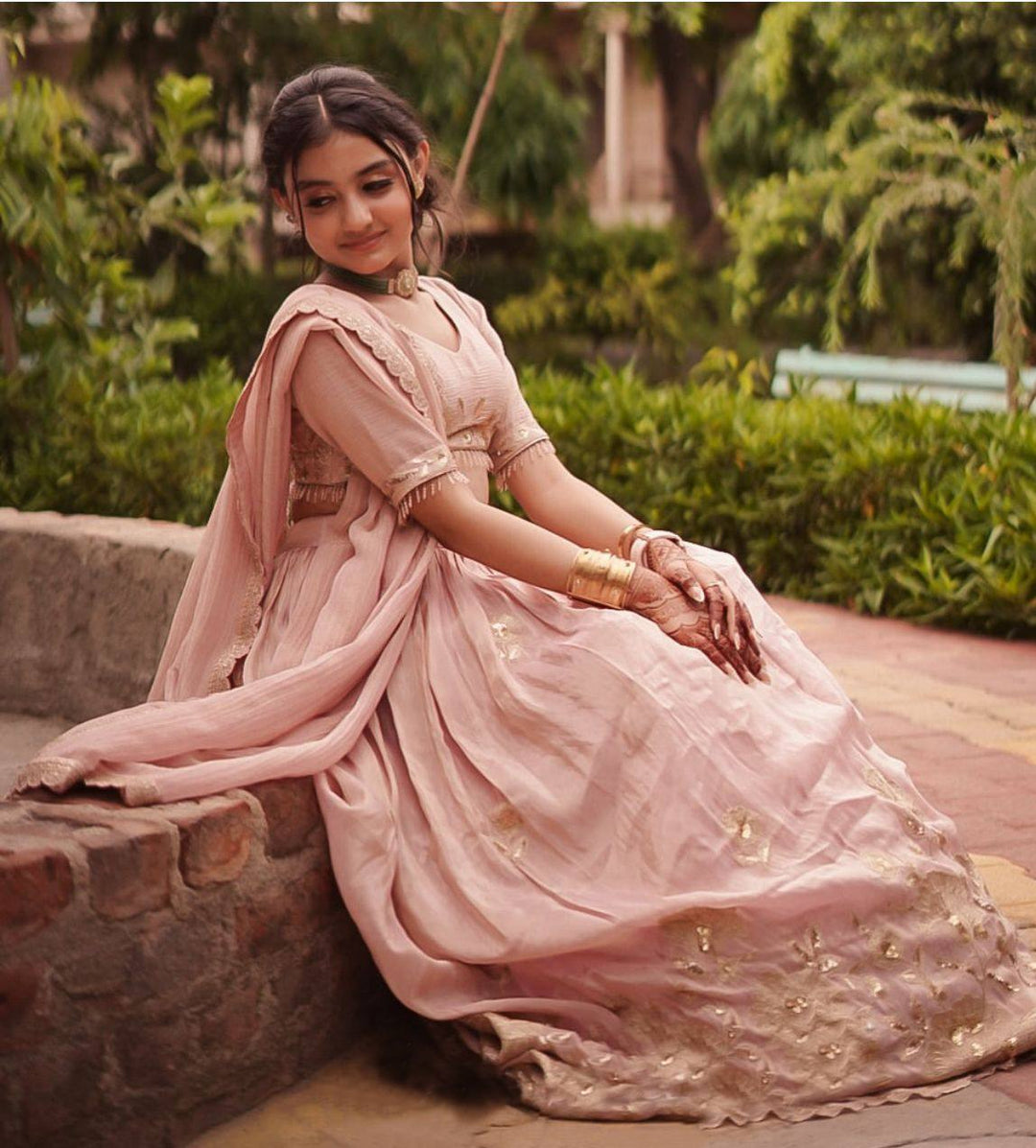 Elegant Crepe Silk Embroidered Lehenga Set