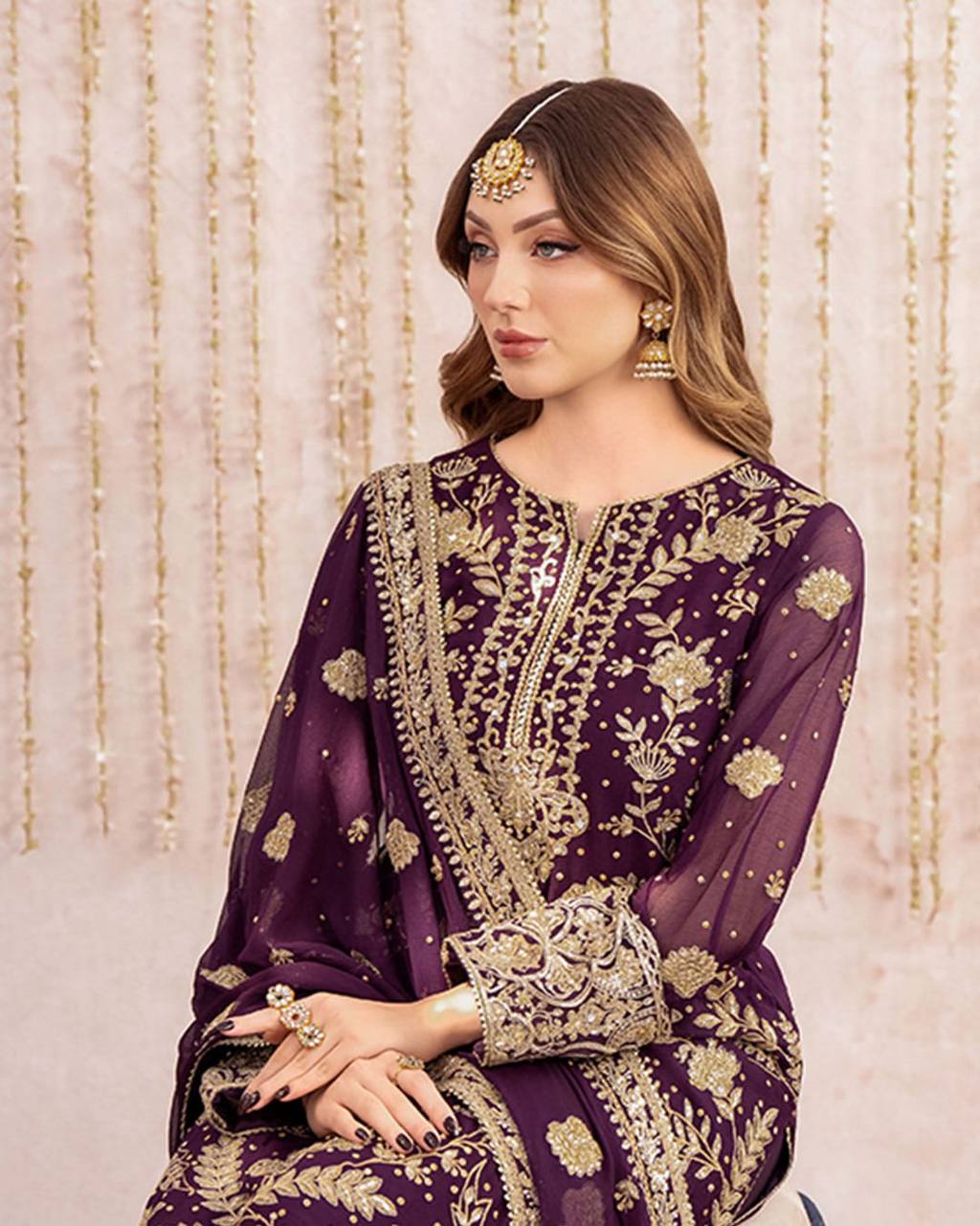 Grace Meets Glamour – Designer Georgette Top with Plazzo & Dupatta