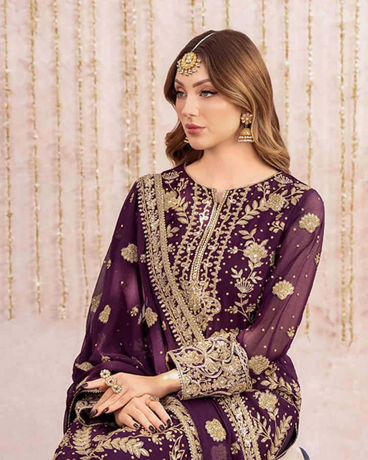Grace Meets Glamour – Designer Georgette Top with Plazzo & Dupatta