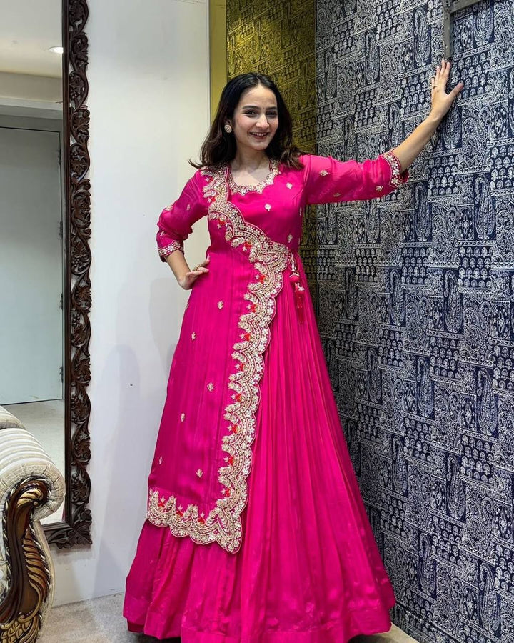 DESIGNER FANCY WESTERN STYLE CORDING SEQUANCE WORK WITH FOIL PAPER WORK GOWN :3 piece suit(top,bottom&dupatta)
