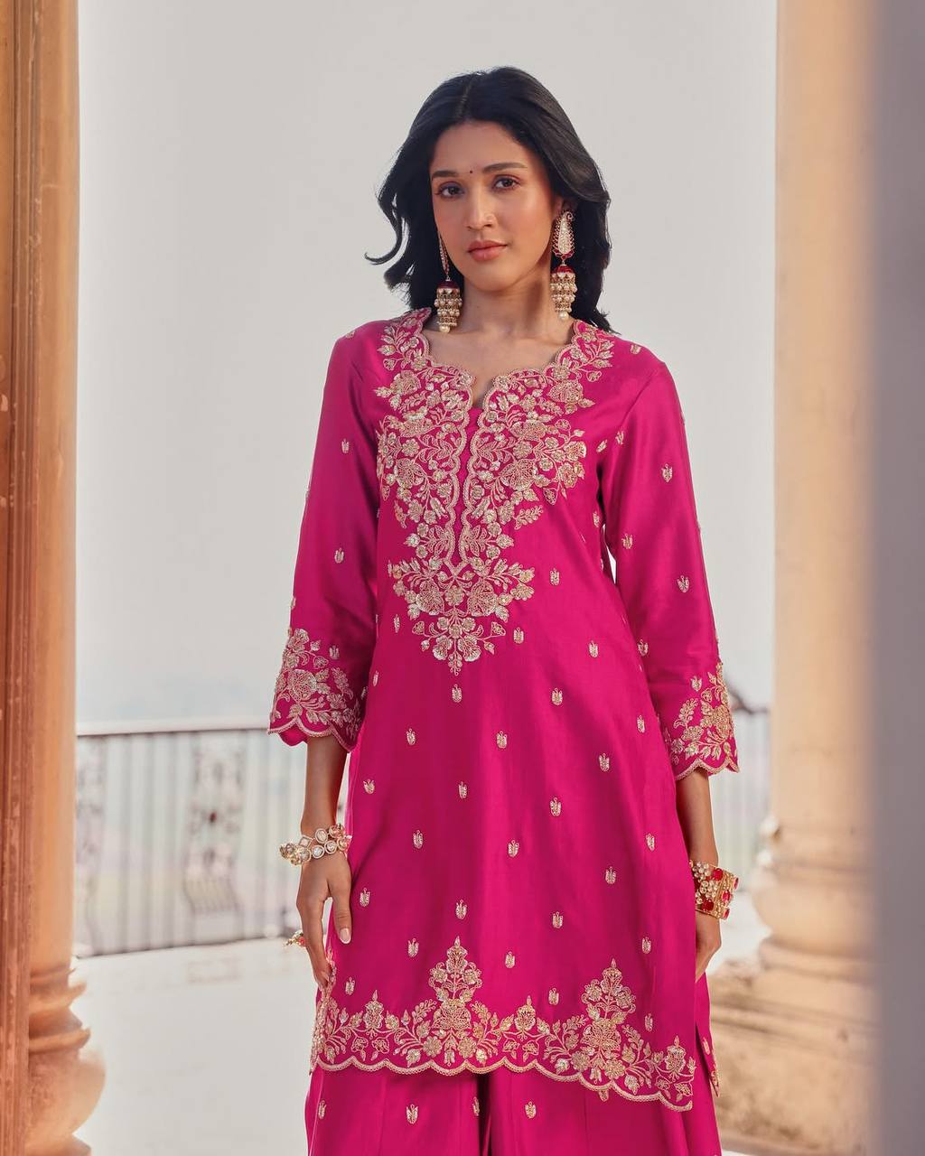 Royal Elegance – Designer Moss Satin Suit Set