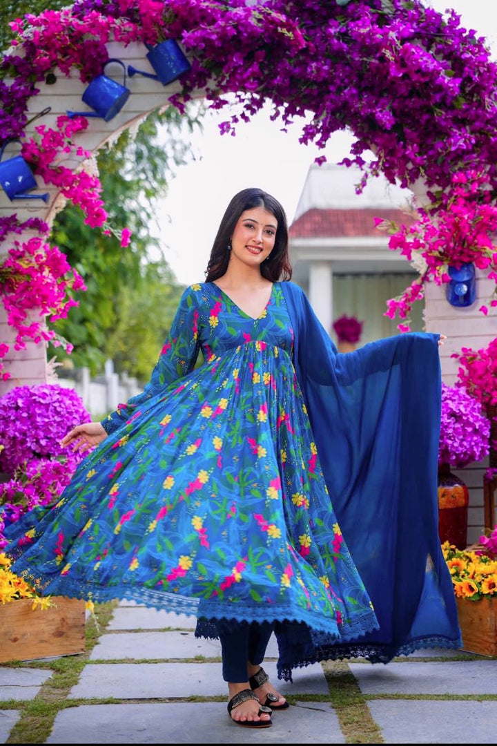 DIGITAL PRINTED FULLY FLAIR GEORGETTE GOWN WITH DUPATTA