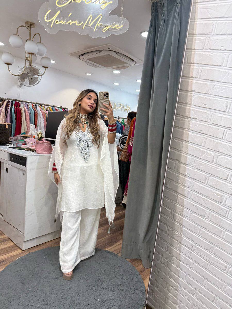 Designer Kaftan Style  Embroidered With Real Mirror Work Co-ord Set