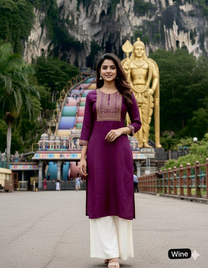 Trending Heavy Embroidery Work Kurti With Palazzo