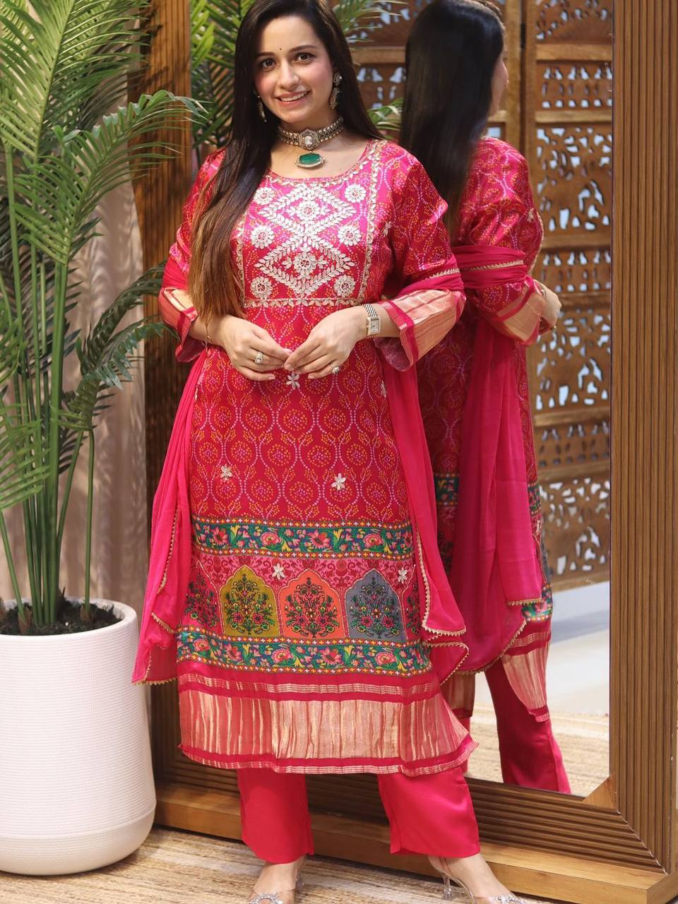 Pink Elegance Kurti Set with Dupatta