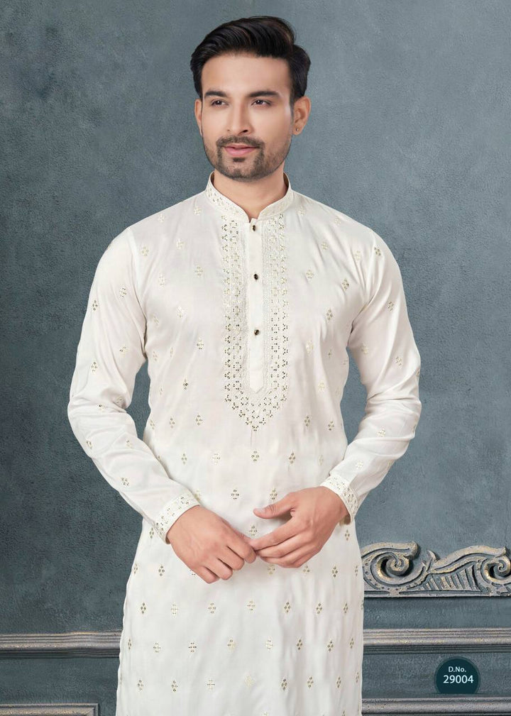 Premium Silk Kurta-Pyjama Set with All Over Embroidery And Sequin Work