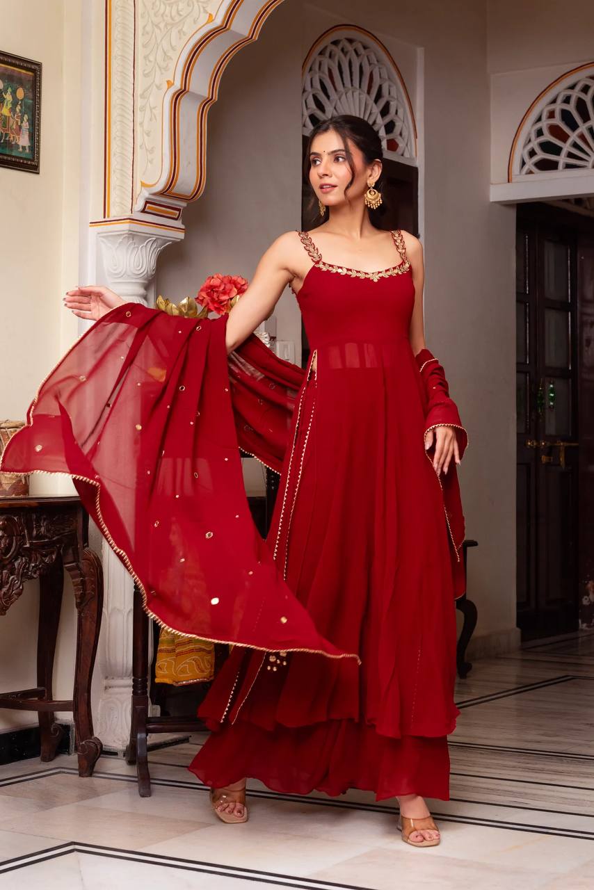 Designer Real Mirror Handwork Festive Palazzo Suit Set