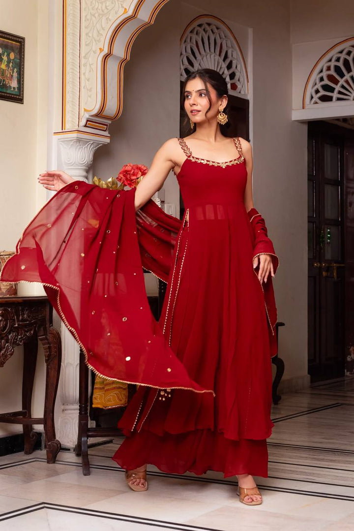Designer Real Mirror Handwork Festive Palazzo Suit Set