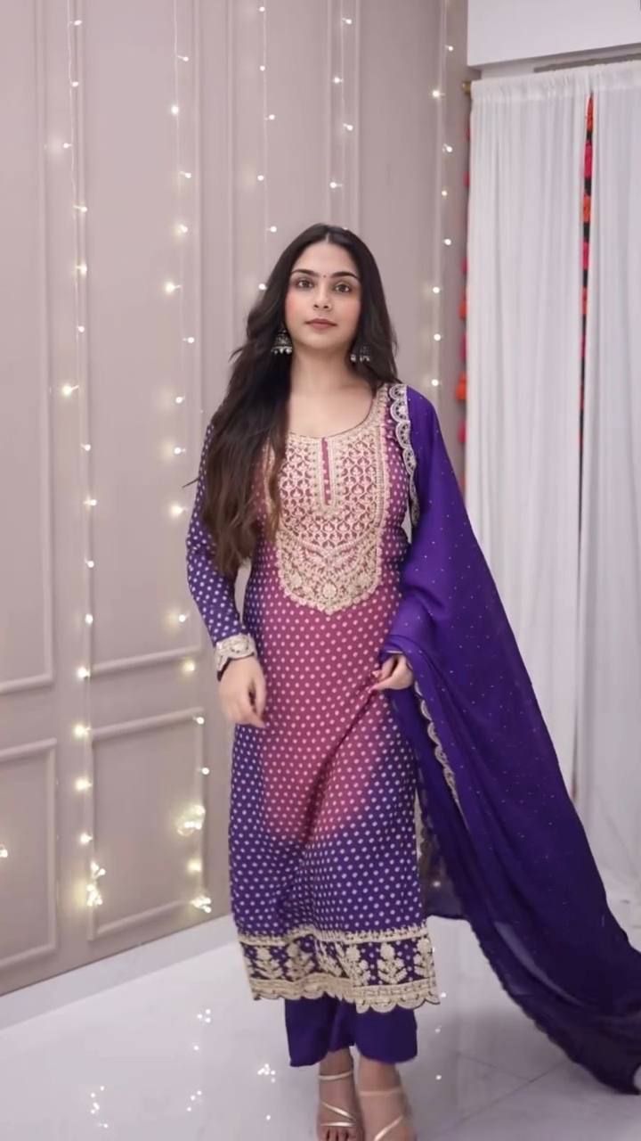 Exclusive Twin Color Sequins Embroidered Kurta Set