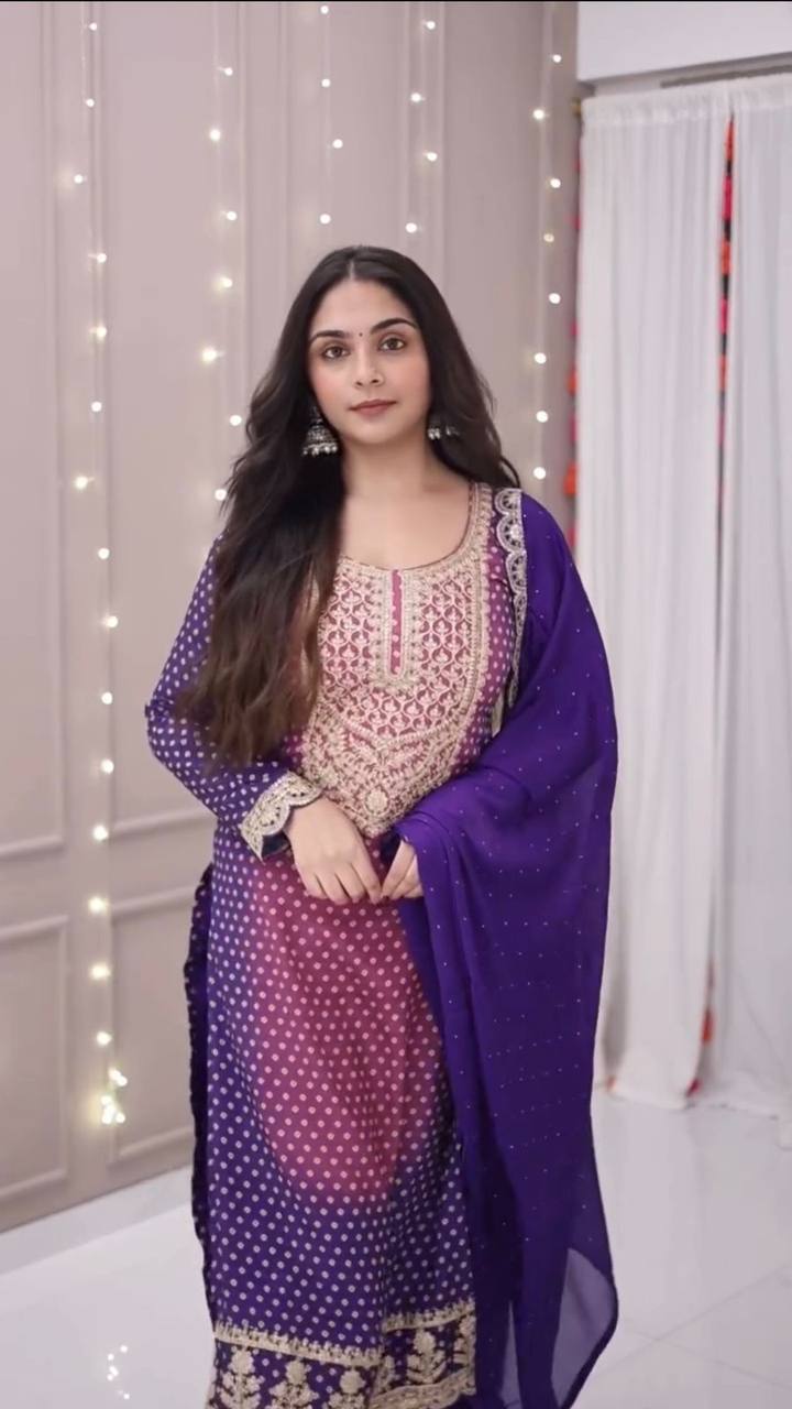 Exclusive Twin Color Sequins Embroidered Kurta Set