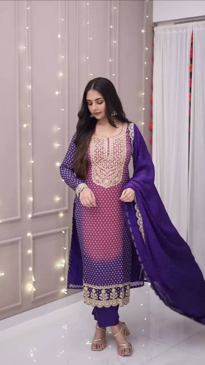 Exclusive Twin Color Sequins Embroidered Kurta Set