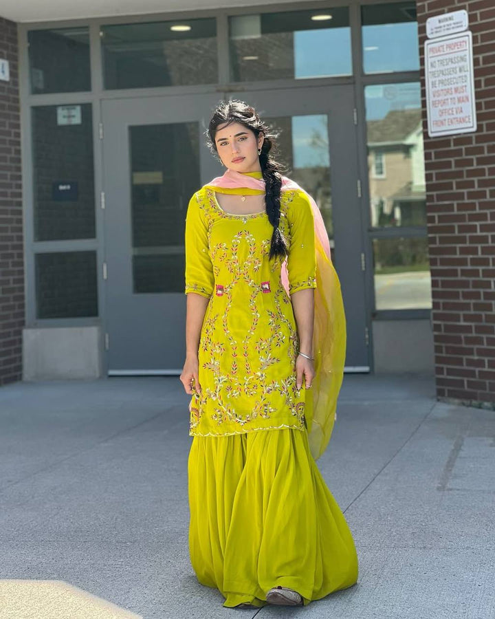 Shine Bright in Our Designer Sharara Suit